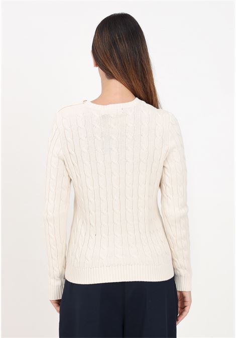 Beige crew-neck sweater for women with LRL logo LAUREN RALPH LAUREN | 200932223002NATURAL